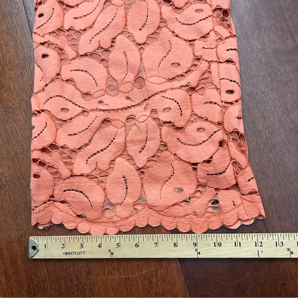 Anthropologie Dolly Lace Trousers Orange Lace Wide-Leg Pants, Size 8 - Picture 13 of 15